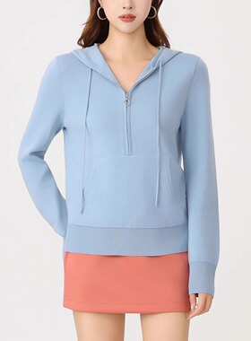 AMAS{阿玛家专柜}商场同款百搭休闲运动连帽毛针织衫卫衣女538083