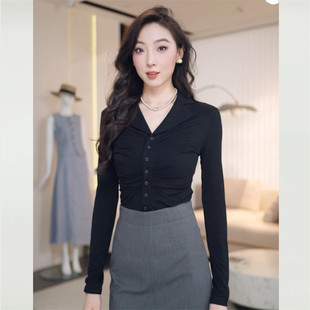 AMA{专柜哥家}商场同款通勤收腰气质显瘦百搭长袖衬衫上衣130097