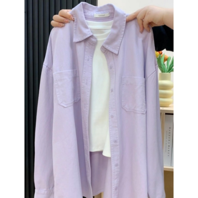 大牌剪标撤柜薄款纯棉防晒衬衫女