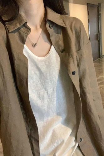 大牌剪标撤柜咖啡色纯棉衬衫外套