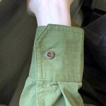 超显白绿色衬衫外套女2025春装纯色复古气质宽松叠穿纯棉长袖上衣