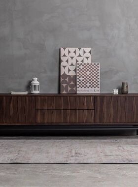 北欧简约侘寂风实木电视柜设计师民宿收纳柜小户型家用客厅落地柜