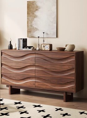 北美黑胡桃木实木复古斗柜入户玄关柜客厅卧室靠墙抽屉收纳储物柜