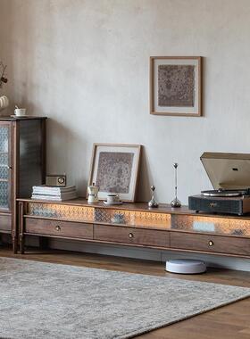 北美黑胡桃木电视柜北欧现代小户型客厅电视机柜组合收纳柜中古风