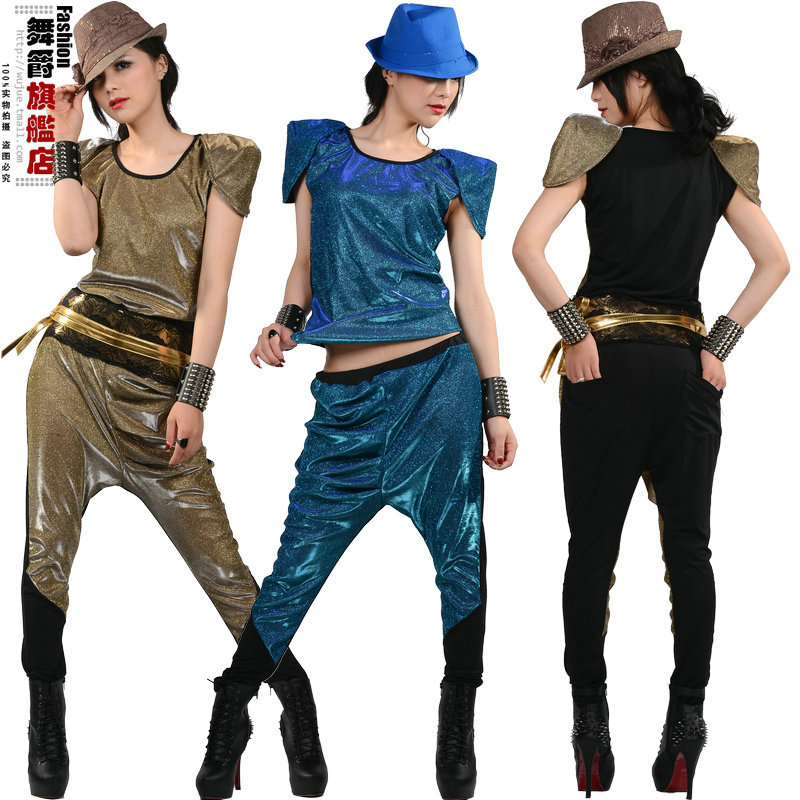 闪亮修身显瘦保守风爵士舞蹈服图片
