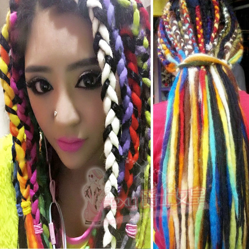 雷鬼欧美夜店男女DJ造型发辫舞台歌手嘻哈ds演出服饰彩色脏辫领舞