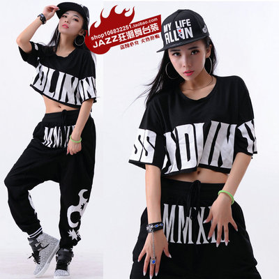 宽松露脐短袖嘻哈爵士舞2020新品