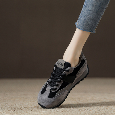 真皮拼色~丨ONGYSL丨老爹鞋女软底德训阿甘鞋新款轻便运动休闲鞋_