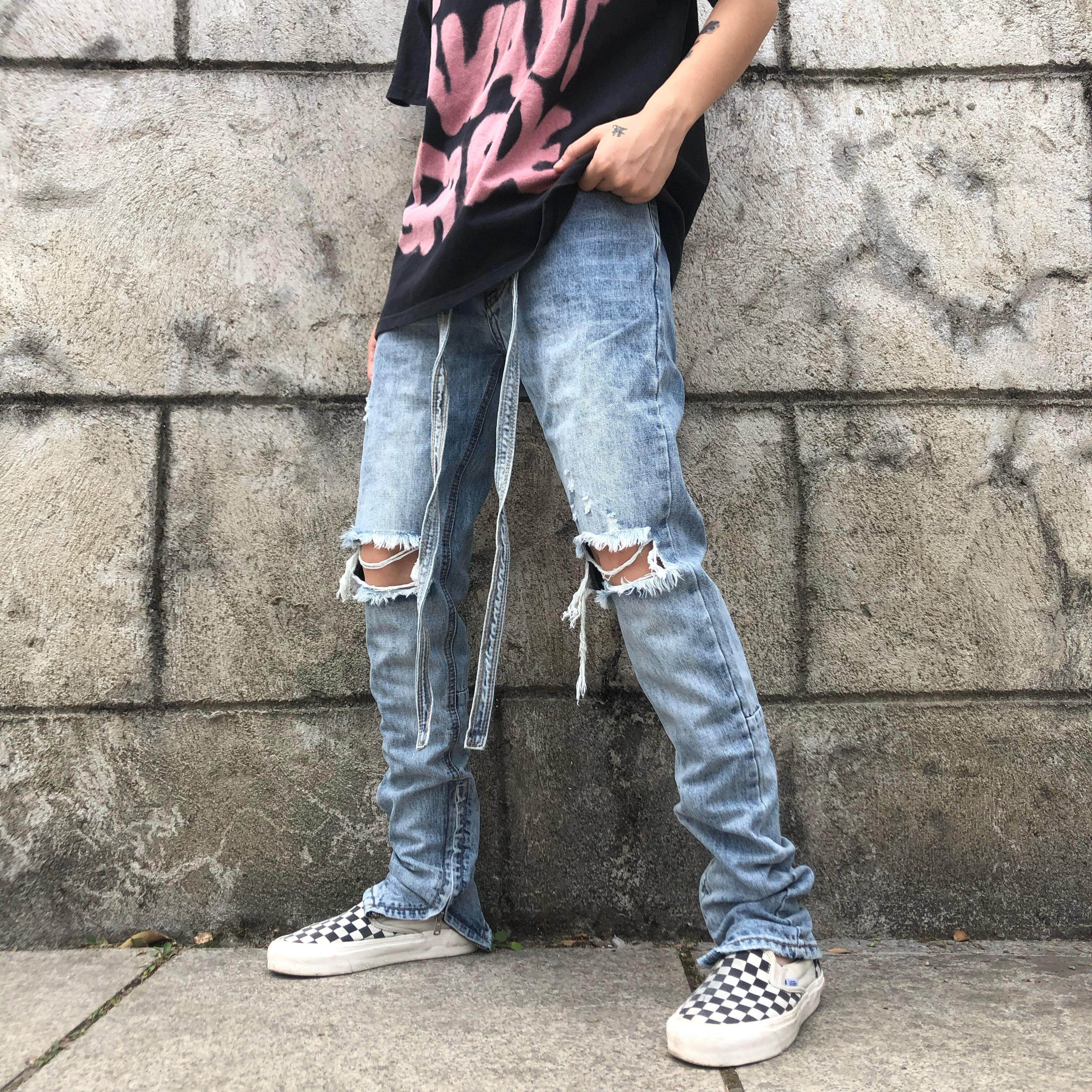 FOG第六季高街飘绳修身牛仔裤