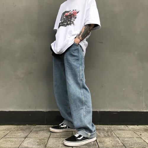 牛仔ins复古嘻哈街舞港风老爹裤