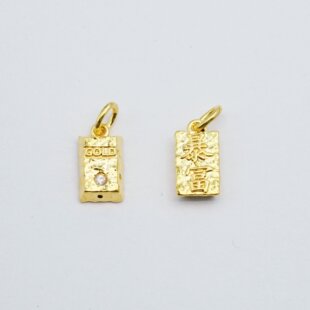 正品18k金莫桑暴富金砖项链手链吊坠配件轻奢小众简约【QL06933】