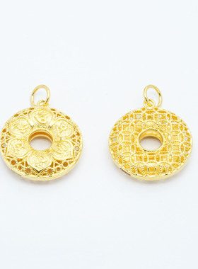 爆闪18k金六字真言项链手链吊坠女款百搭DIY配件【WT0449】不脱模