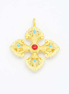 18k金十字金刚杵项链吊坠百搭DIY  不脱模【WT0401】 约35mm*30mm