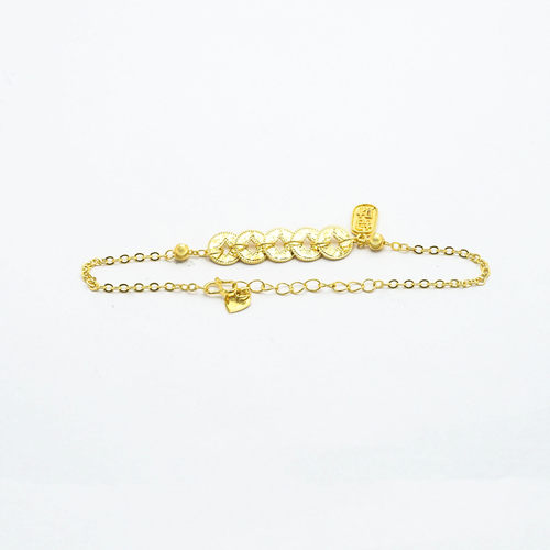 18k金五帝币手链女百搭时尚款