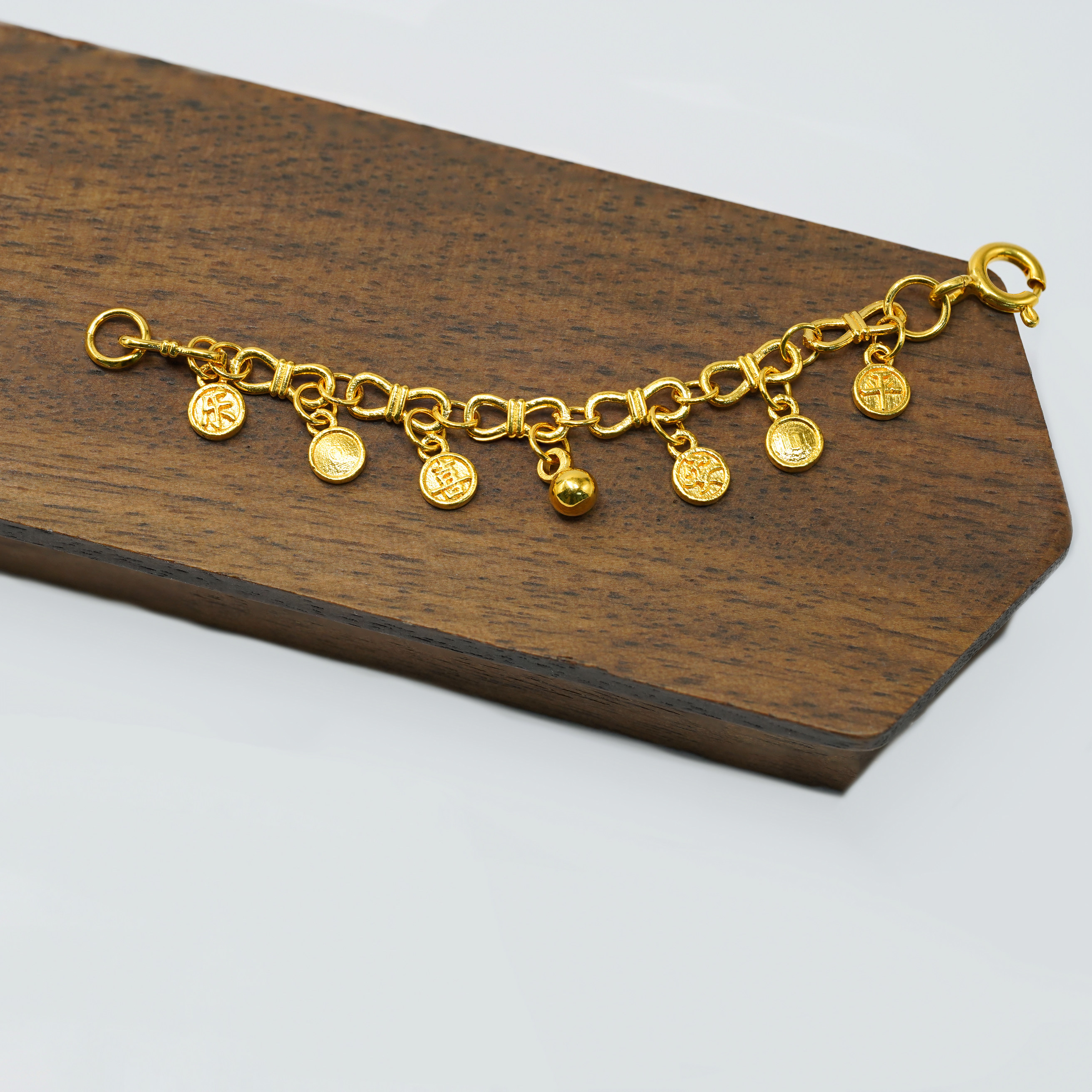 18k金平安喜乐八字结项链延长链