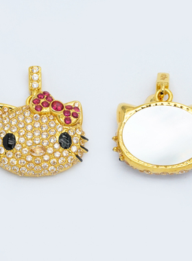 【店铺专属】18k金白贝Kitty猫吊坠女百搭DIY配件轻奢【QL07318】