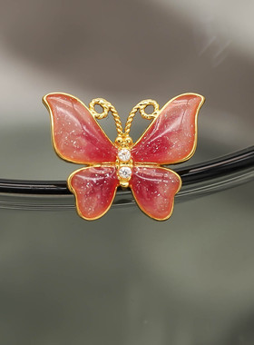 18k金珐琅蝴蝶耳钉耳饰轻奢小众高级感（单只）【S01164】不脱模