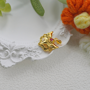 18k金狐狸面具吊坠女高颜值DIY项链配件不脱模WT0559 店铺专属