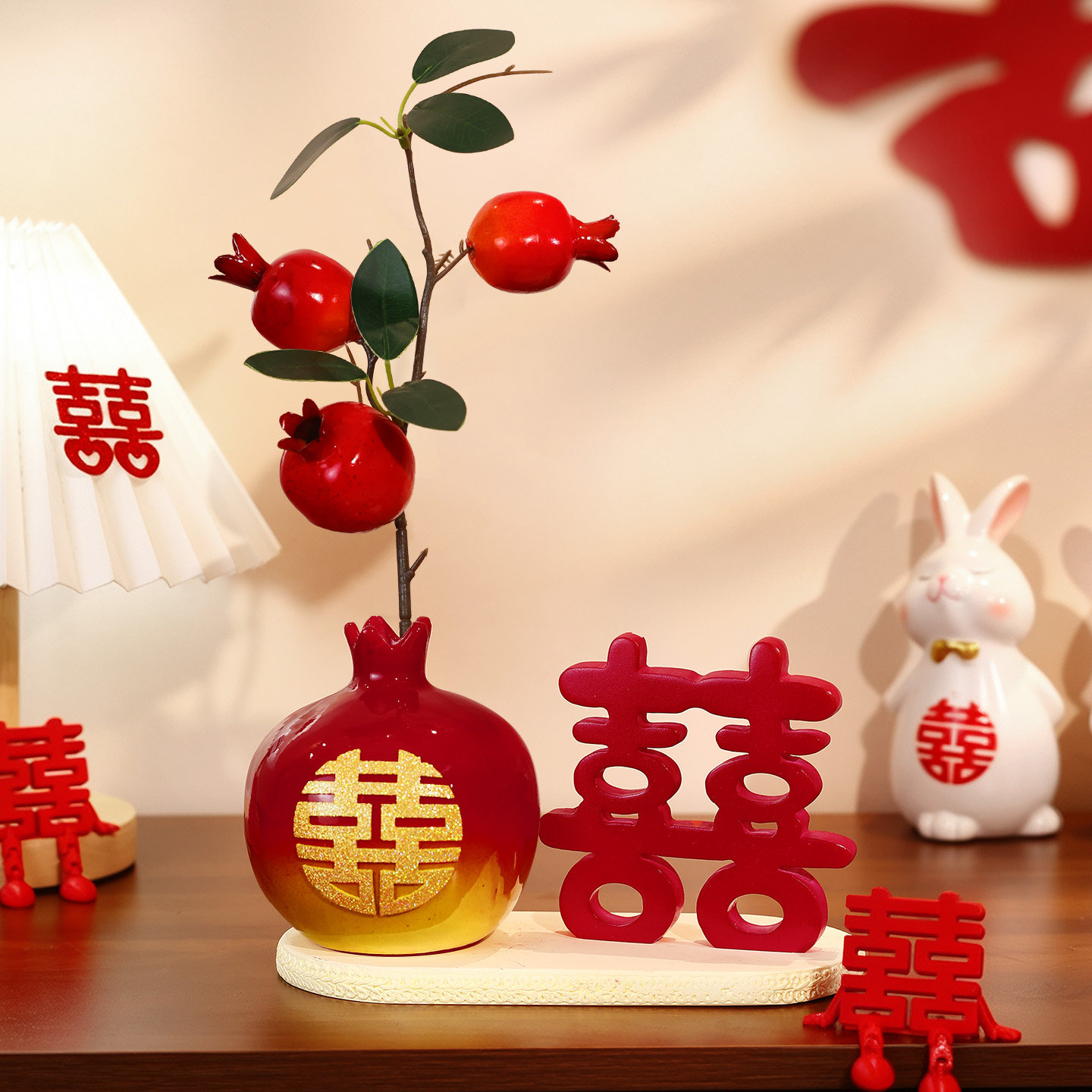 结婚喜字摆件花瓶装饰品图片