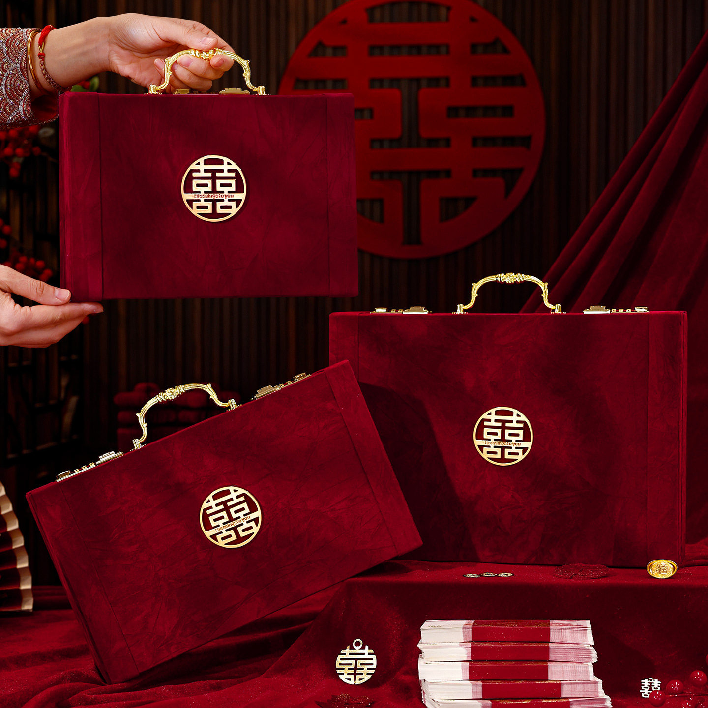 订婚彩礼盒子现金礼盒提亲10万礼金箱高档聘礼盒婚庆用品现金箱,节庆用品/礼品,红包/利是封,淘宝优惠券,粉丝福利购,淘宝优惠卷