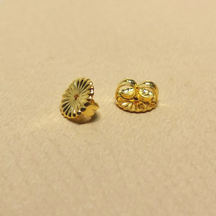 925纯银耳饰配件6MM菊花纹镀白金黄金圆盘耳堵耳迫耳钉固定配件