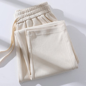 宽松垂感直筒裤 杏色运动裤 子 女高端休闲卫裤 高腰女士长裤 夏季 薄款