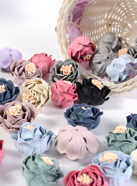 3cm仿真玫瑰花头 布艺 手工制作花环DIY材料 头饰发饰装饰配件