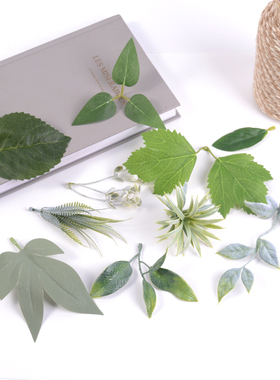 北欧ins仿真树叶桑叶 diy手工制作配件 绿色植物家居客厅室内装饰