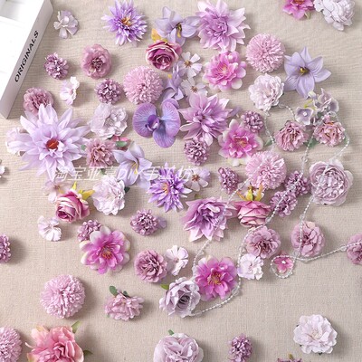 紫色系混搭仿真花假花材料包