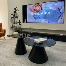 轻奢钢化玻璃茶几家用客厅北欧简约圆几现代设计师圆形小桌子