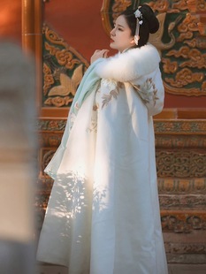 纳兰词汉服女长斗篷加绒加厚披肩外套中国风古装保暖古风披风冬季