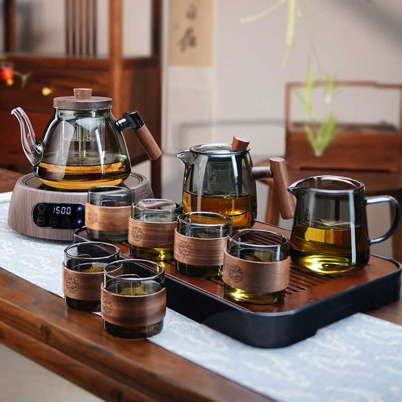 2025新款煮茶炉茶具套装玻璃泡茶壶家用小型电陶炉煮茶一体机茶盘