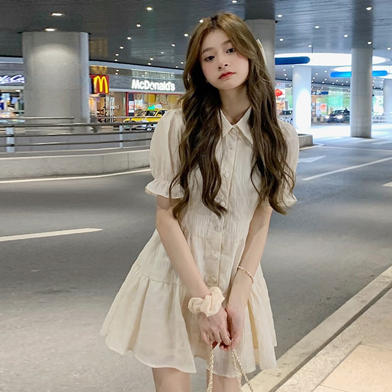 衬衫a字短裙洋气少女连衣裙潮