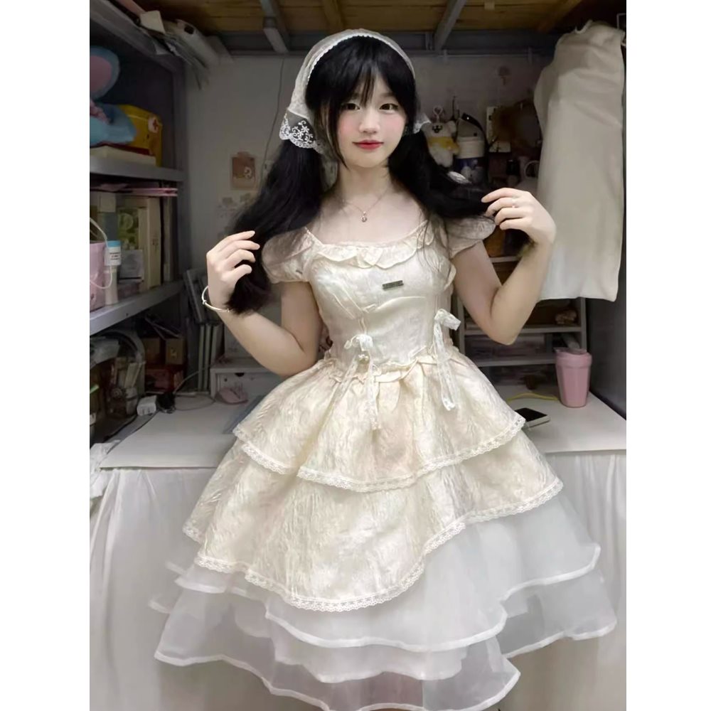 初恋蓬蓬裙拼接重工公主风