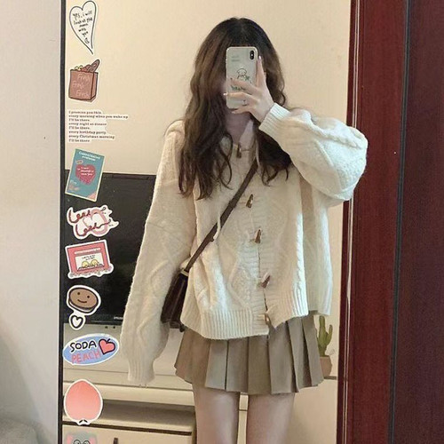 开衫外套百褶裙子两件套装女