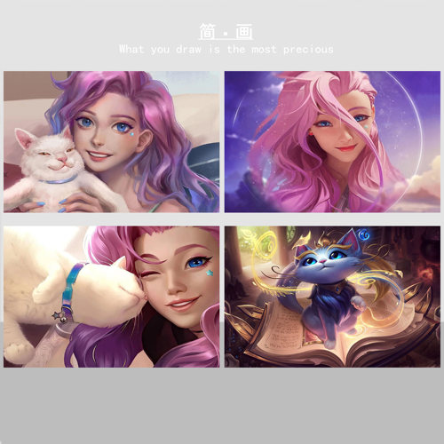 特.英雄联盟游戏LOL萨勒芬妮魔法猫咪减压填色diy数字油画涂色画