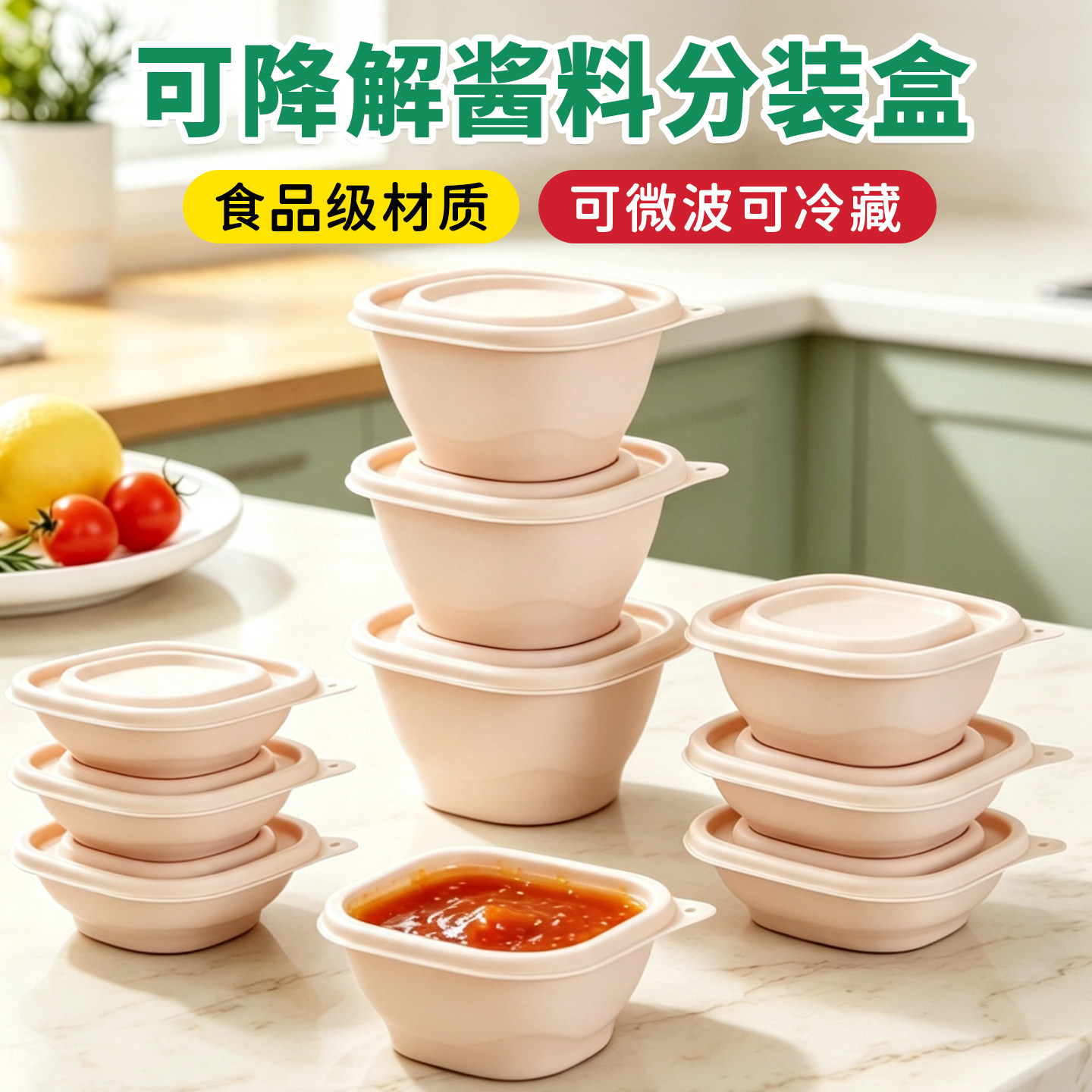 一次性酱料盒玉米淀粉调料分装小盒子试吃杯小料蘸料辣椒油醋打包