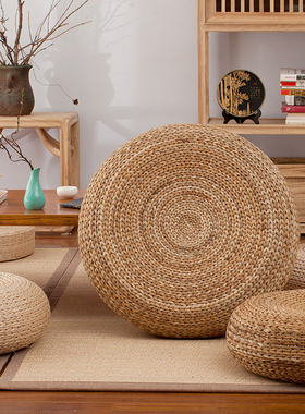 草编蒲团榻榻米坐垫地上日式加厚藤编家用圆形打坐垫禅修垫草垫子
