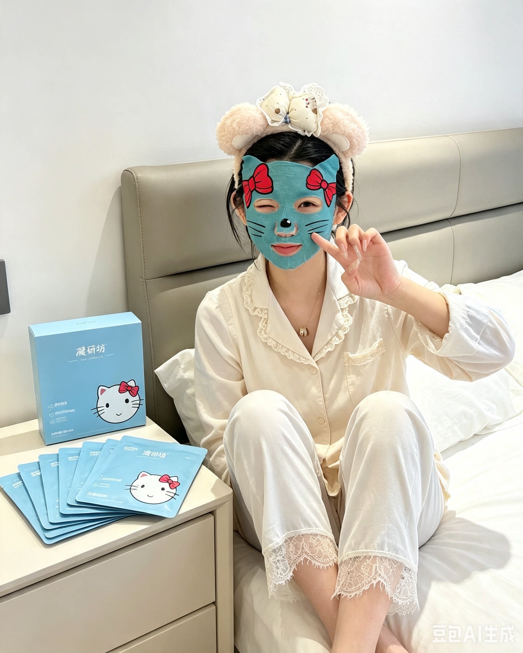 【网红同款】hello Kitty奶皮子玻尿酸卡通面膜凝妍坊补水提亮