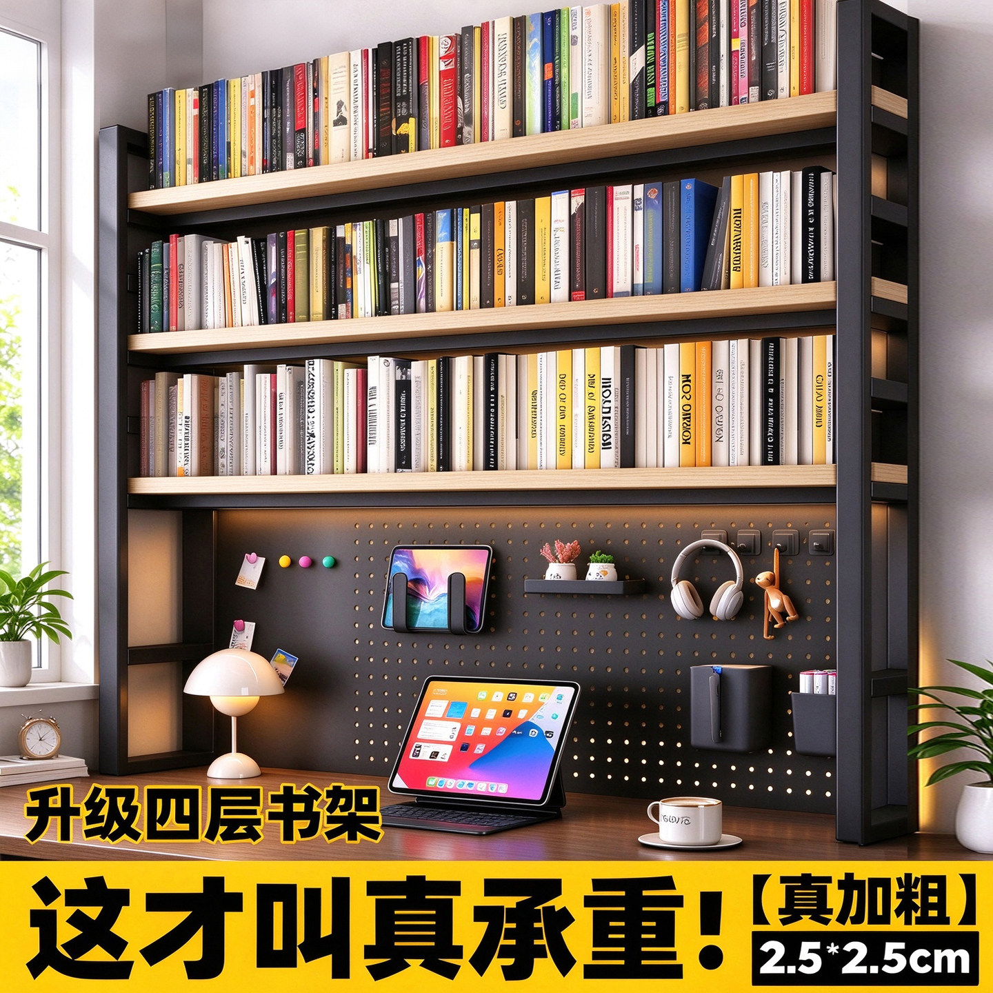桌面立式一体多层洞洞板书架