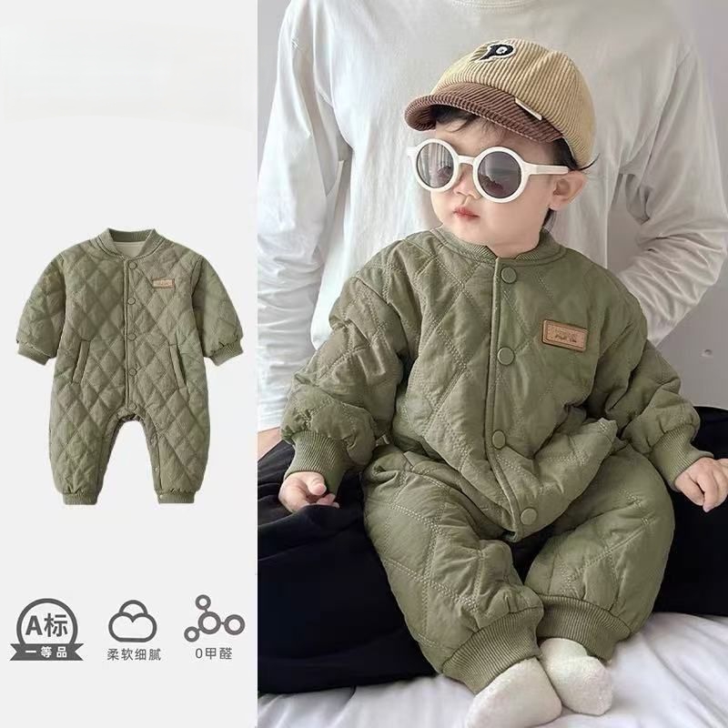 婴儿衣服冬装保暖男宝宝夹棉连体