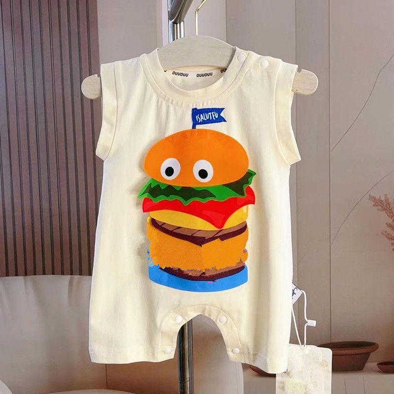 婴儿连体衣夏装男女宝宝无袖背心新生儿短裤爬服拍照汉堡哈衣夏,童装/婴儿装/亲子装,连身衣/爬服/哈衣,淘宝优惠券,粉丝福利购,淘宝优惠卷