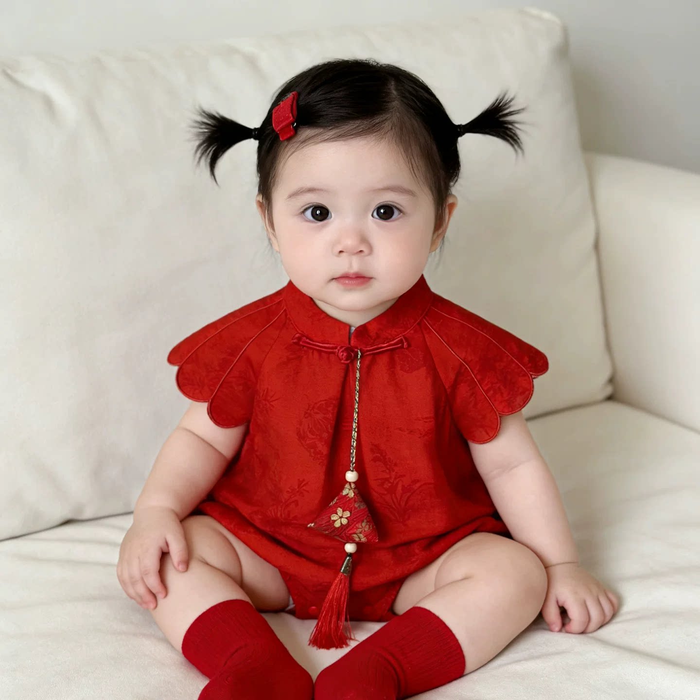 夏季薄款女宝宝汉服短袖哈衣图片