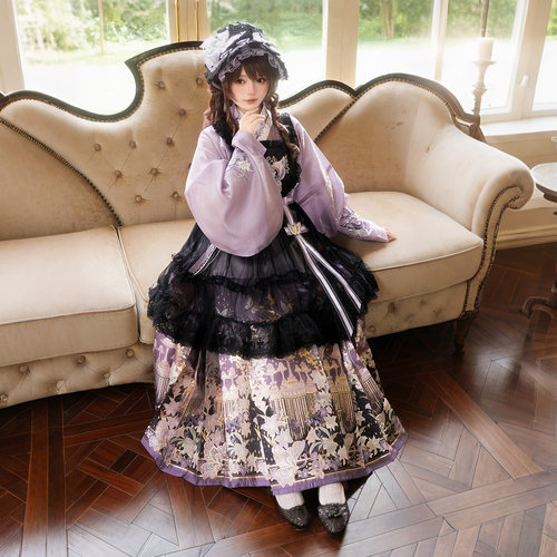 紫色汉洋折衷套装汉服女