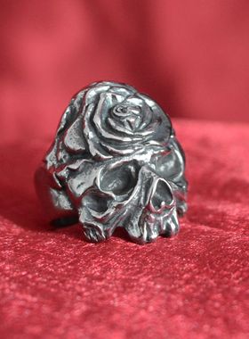 钛钢骷髅头订婚朋克风情侣戒指