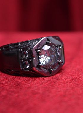 钻石六芒星原色钛钢戒指