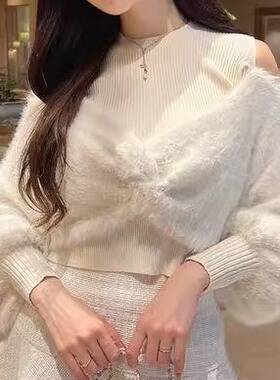 zizi日本GRL正品代购 包邮针织毛茸茸混合羽毛针织上衣[tu1287]