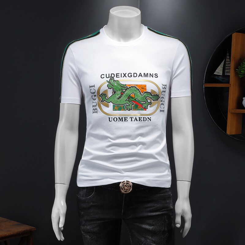 2025假模夏季新高端品质丝光棉男潮流短袖T恤QT6012AFD9935T-P70，男装T恤，阿丰达