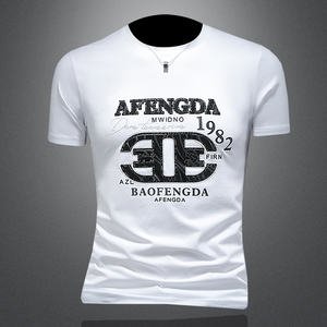 2026假模夏季新品质丝光棉男潮流短袖T恤 QT6012AFD2645T-P75，男装T恤，阿丰达