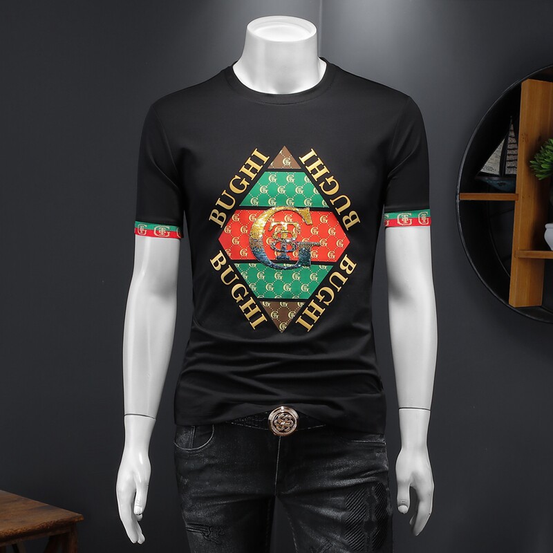 2025假模夏季新高端品质丝光棉男潮流短袖T恤QT6012AFD9939T-P75，男装T恤，阿丰达